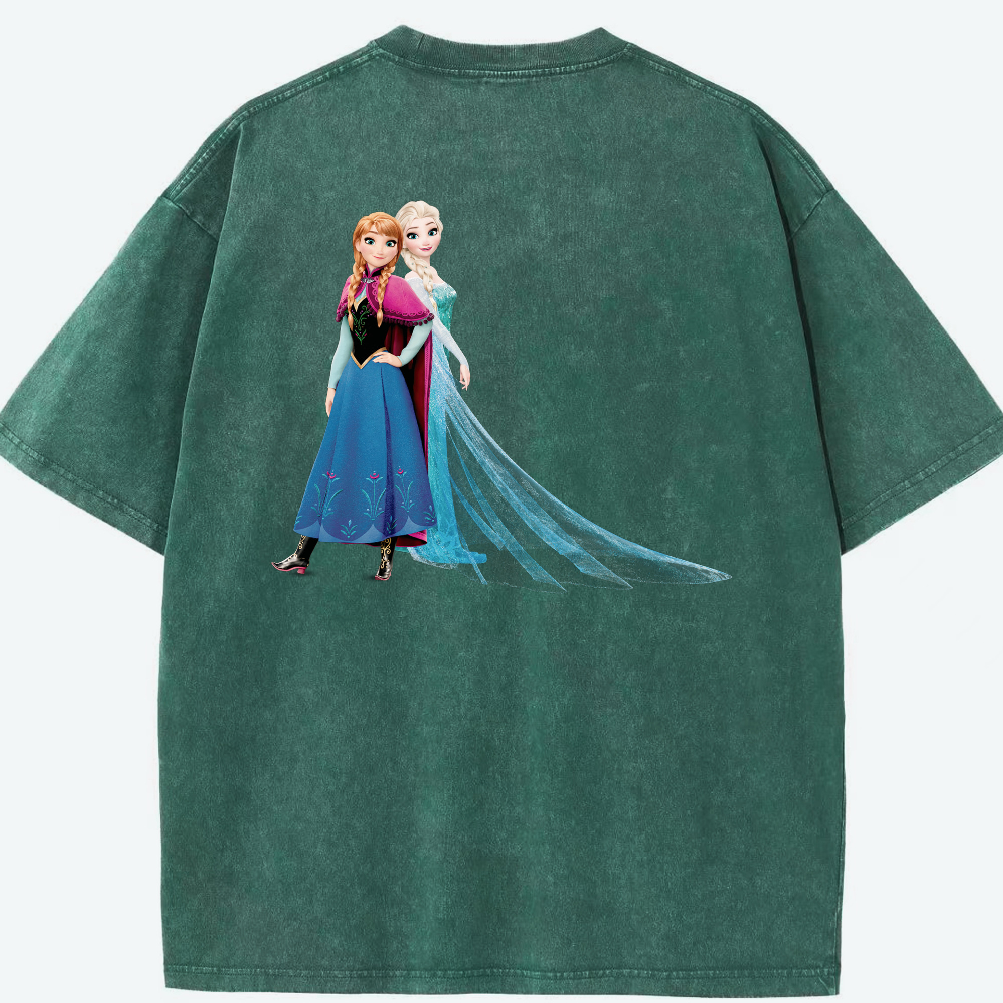 （画像用） アナと雪の女王 アンナ エルサ Frozen Anna Elsa 綿100% ヴィンテージ風 半袖Tシャツ（背面プリント）